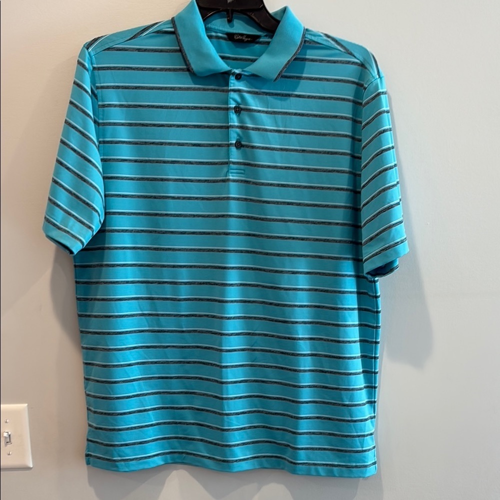Walter Hagen Blue Polo Shirt with Navy Stripes